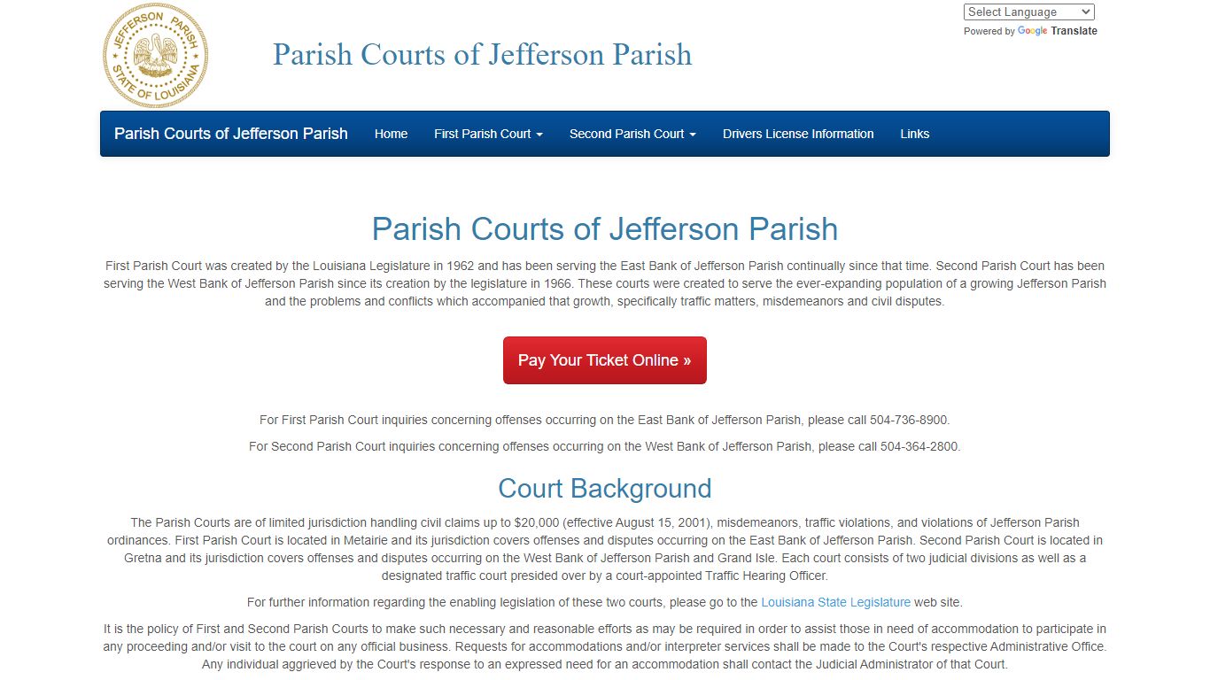 Home Page - Parish Courts of Jefferson Parish