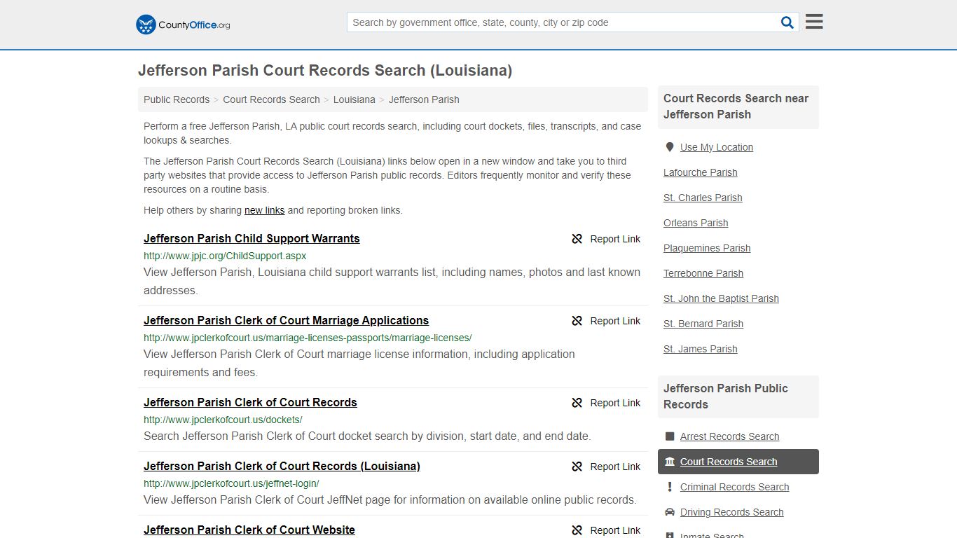 Court Records Search - Jefferson Parish, LA (Adoptions, Criminal, Child ...