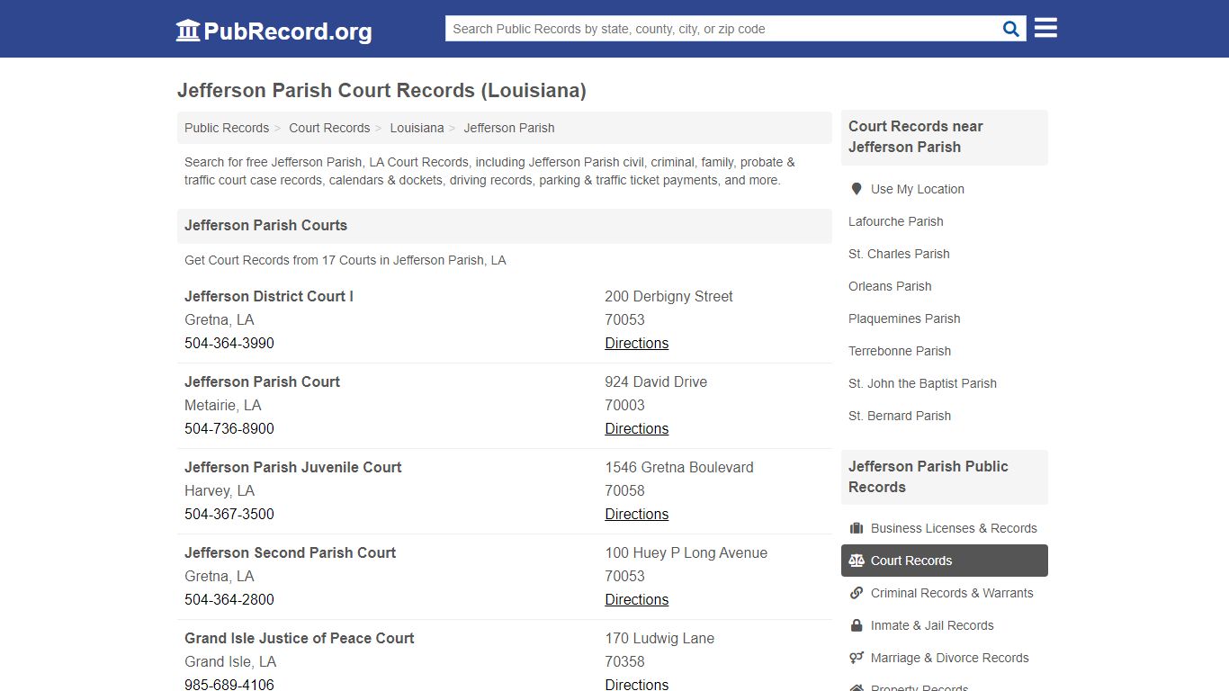 Jefferson Parish Court Records (Louisiana) - PubRecord.org