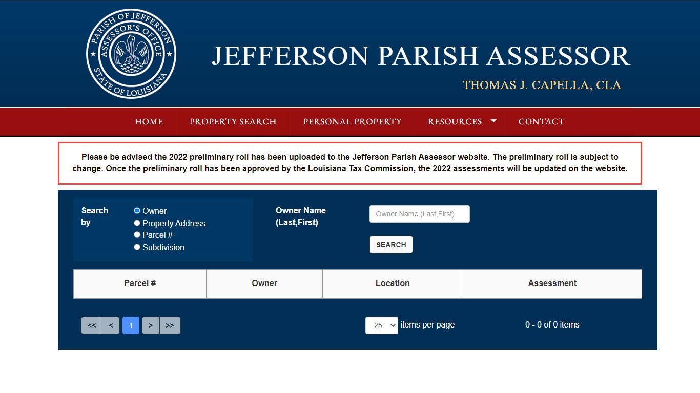 Jefferson Parish Assessor's Office - Property Search